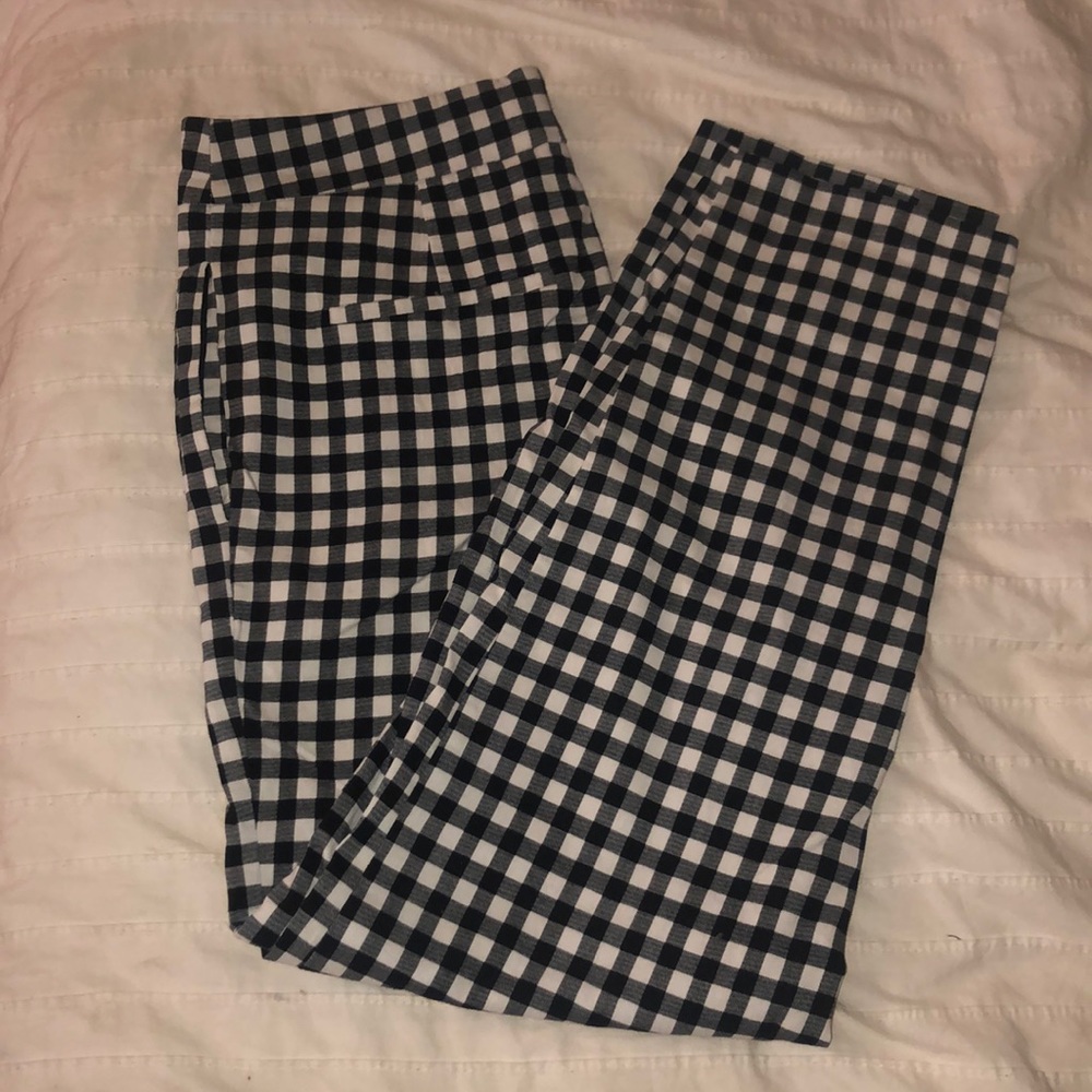 Multicolor checkered pants, high waisted